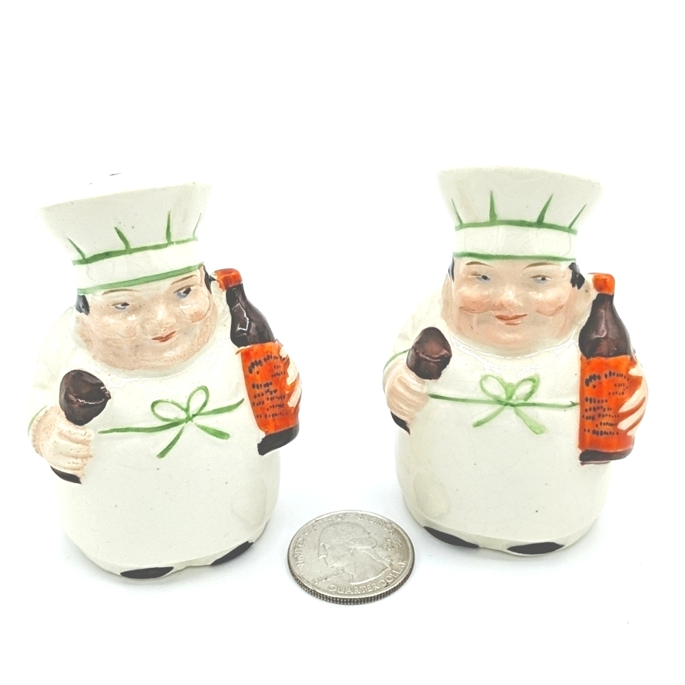 Vintage Ceramic Chefs S & P Shakers, Japan